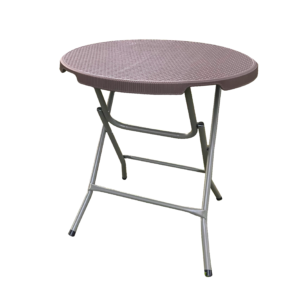 MESA PLEGABLE MARRON RATAN REDONDA